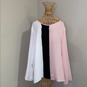 Pink and White Blouse